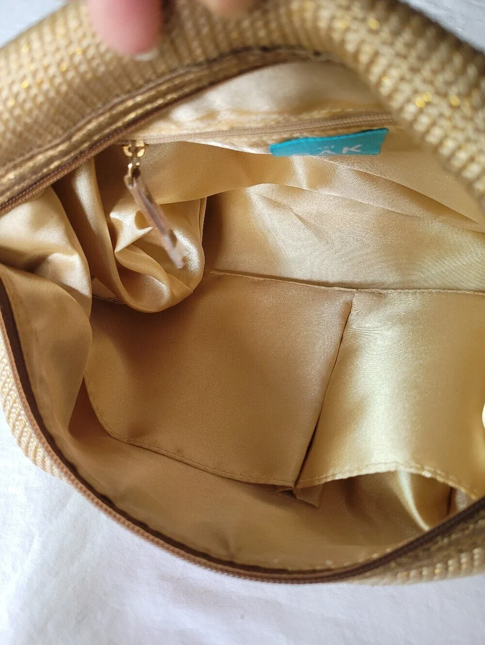 The Sak Woven Gold Shoulder Bag - Elegant Everyday Tote